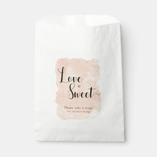 Sachets En Papier Aquarelle rose pâle L'amour est sucré Mariage bonb