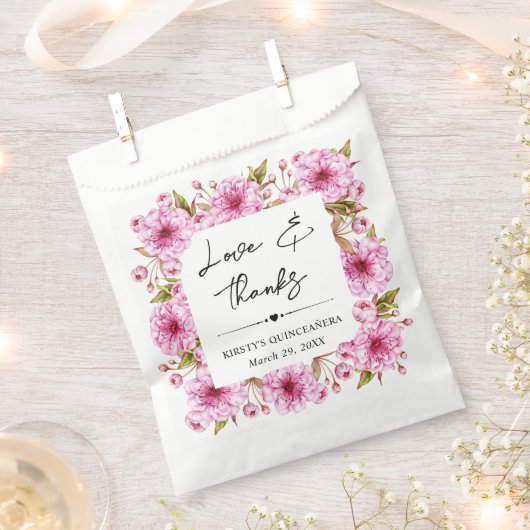 Sachets En Papier Aquarelle rose printemps fleurs de cerisiers Quinc (Coupé)