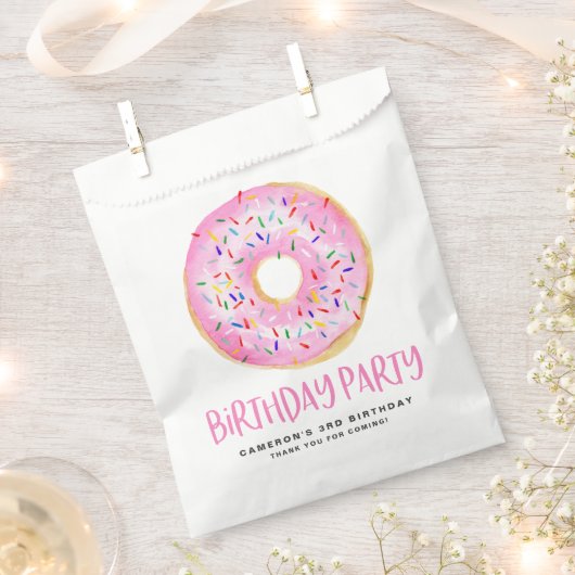 Sachets En Papier Aquarelle rose saupoudrer de beignets vernis Anniv (Coupé)