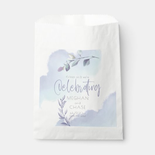 Sachets En Papier Aquarelle rustique Aqua Lilac Feuilles Enregistrer (Devant)