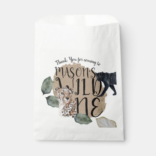 Sachets En Papier Aquarelle Safari Wild Un animal fête d'anniversair (Devant)