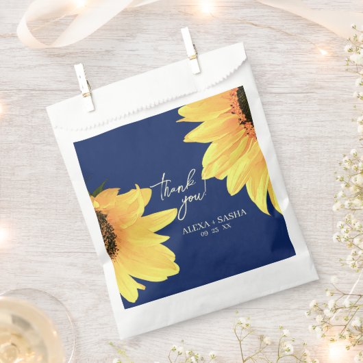 Sachets En Papier Aquarelle Sunflower bleu foncé (Coupé)