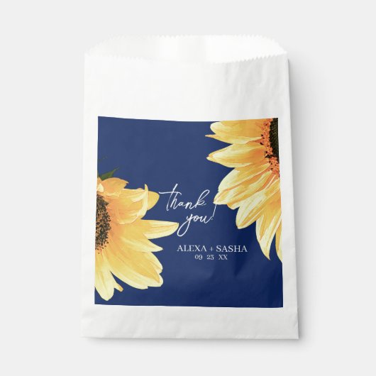 Sachets En Papier Aquarelle Sunflower bleu foncé (Devant)