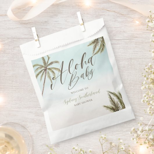 Sachets En Papier Aquarelle tropicale Palm Trees Baby shower Bienven (Coupé)