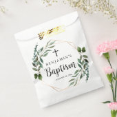Sachets En Papier Aquarelle Verdure Croix d'or Baptême Favoriser les (Scellé)