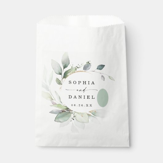 Sachets En Papier Aquarelle Verdure Mariage Faveurs (Devant)