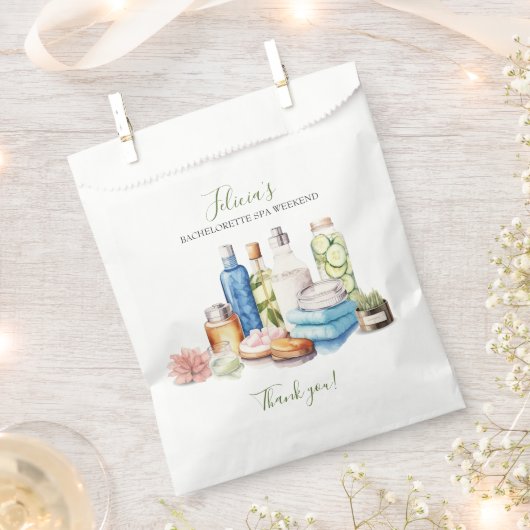 Sachets En Papier Aquarelle verte Spa et Bachelorette bien-être (Coupé)