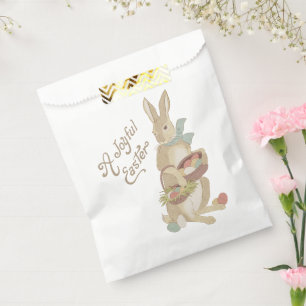 Sachets En Papier Aquarelle Vintage lapin de Pâques avec oeufs CC02