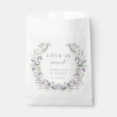 Sachets En Papier Aquarelle violette amour floral est mariage doux (Devant)