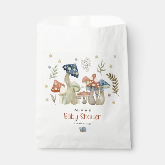 Sachets En Papier Aquarelle Whimsical Baby shower de champignon (Devant)