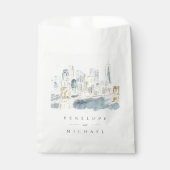 Sachets En Papier Aquartecouleur New York City Skyline Mariage Merci (Devant)