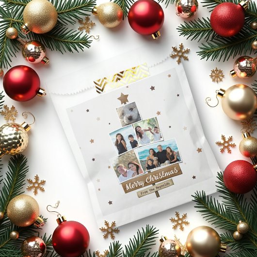 Sachets En Papier Arbre de Noël en bois rustique | 5 Photos Collage