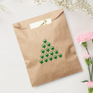 Sachets En Papier Arbre d'étoiles de neige vertes de Noël, arrière -