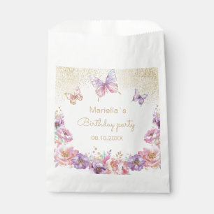 Sachets En Papier Arc-en-ciel aquarelle papillon floral bébé douche