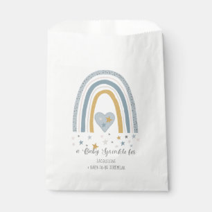 Sachets En Papier Arc-en-ciel moderne Dusty Blue Gold Garçon Sprinky