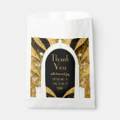 Sachets En Papier Arche Art déco Noir & Or Mariage Merci (Devant)
