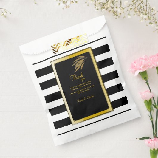 Sachets En Papier Art Déco Design Gold Rose Feuille Black Stripes (Scellé)