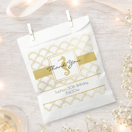 Sachets En Papier Art Déco Ocean Wave Patten Gold Parties scintillan (Coupé)