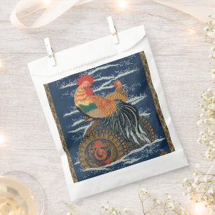 Sachets En Papier Art japonais vintage représentant un coq dragon