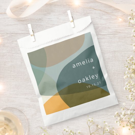 Sachets En Papier Art moderne Abstrait Vert Sage Turquoise Personnal (Coupé)