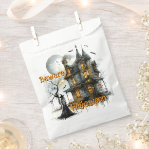 Sachets En Papier Attention Halloween - Une Nuit Hantée Avertissemen