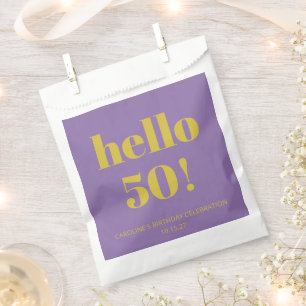Sachets En Papier Audacieuse Typographie violet jaune moderne Annive