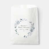 Sachets En Papier AUSHA Dusty Blue Floral Boy Baby shower (Devant)
