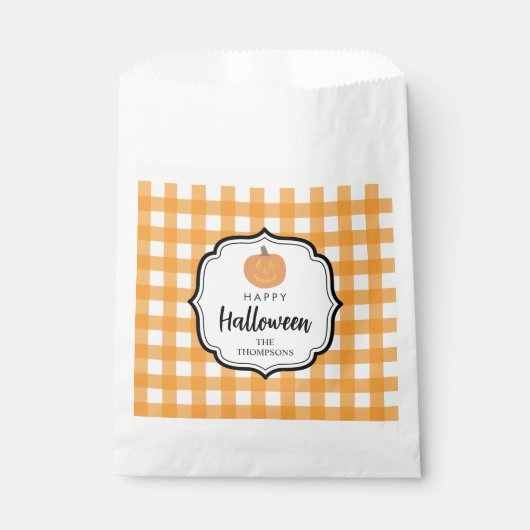 Sachets En Papier Automne Automne Orange Plaid Halloween Citrouille (Devant)