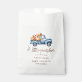 Sachets En Papier Automne Baby shower Citrouille bleu camion (Devant)
