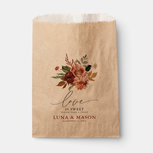 Sachets En Papier Automne Floral Kraft Mariage (Devant)