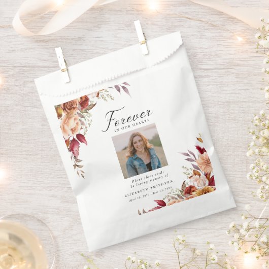 Sachets En Papier Automne Funérailles pour toujours dans nos coeurs  (Coupé)