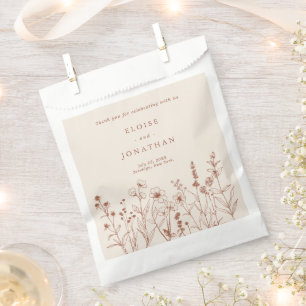 Sachets En Papier Automne Terracotta brûlé Orange Mariage Fleur sauv