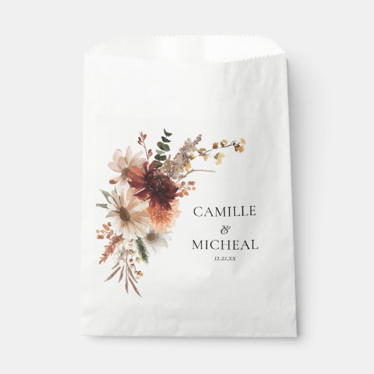 Sachets En Papier Autumn Burgundy Fall Floral Wedding (Devant)
