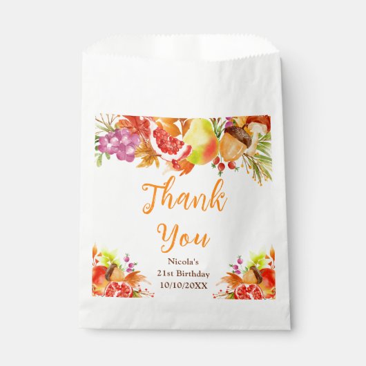 Sachets En Papier Autumn Fall Harvest Birthday Thank You (Devant)