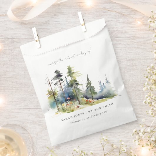 Sachets En Papier Aventure Commencer Pine Forest Paysage Mariage (Coupé)