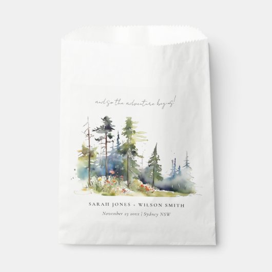 Sachets En Papier Aventure Commencer Pine Forest Paysage Mariage (Devant)