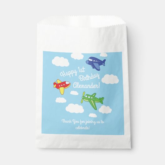 Sachets En Papier Avions et Jets mignons 1ère fête d'anniversaire (Devant)