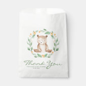 Sachets En Papier Baby Bear Greenery Wreath Baby shower Merci (Devant)
