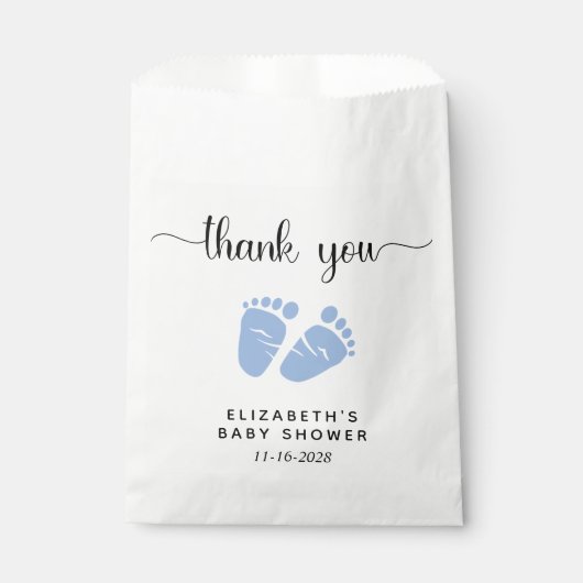 Sachets En Papier Baby Boy Douche Pieds Bleus Merci (Devant)