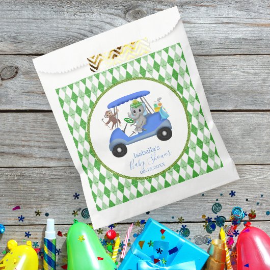 Sachets En Papier Baby Boy Elephant & Monkey Golf