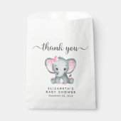 Sachets En Papier Baby Girl Douche rose Elephant Merci (Devant)