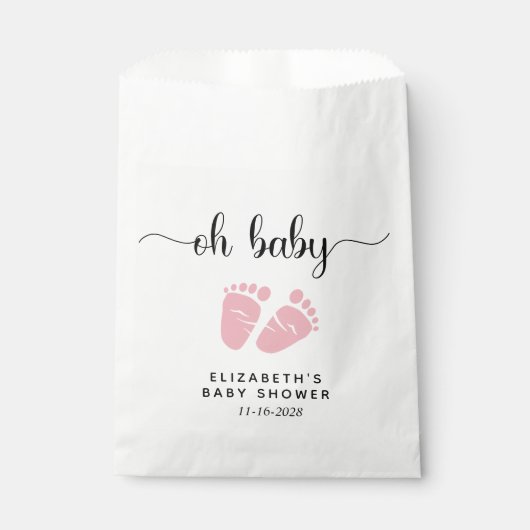 Sachets En Papier Baby Girl Douche rose Pieds bébé (Devant)