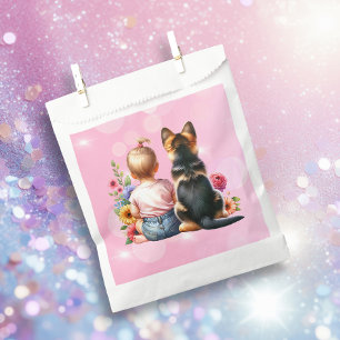 Sachets En Papier Baby Girl et son chiot Baby shower