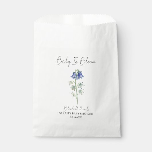 Sachets En Papier Baby In Bloom l Bluebell Seeds Baby shower (Devant)