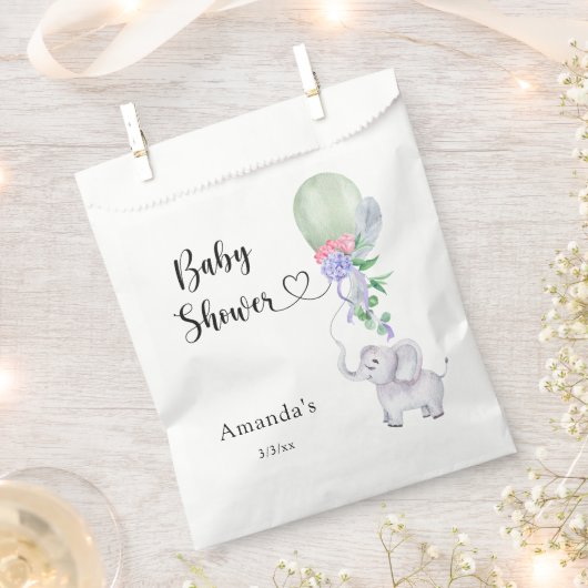 Sachets En Papier Baby shower à ballets et éléphants (Coupé)