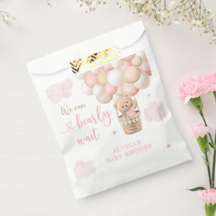 Sachets En Papier Baby shower à ballon à air chaud pour fille rose T