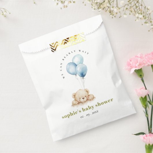 Sachets En Papier Baby shower à ballon d'attente bleu minimal (Scellé)