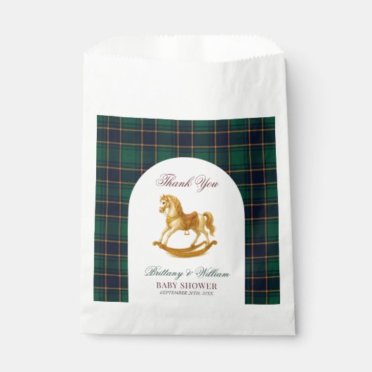 Sachets En Papier Baby shower à cheval à roche élégante plaqué (Devant)