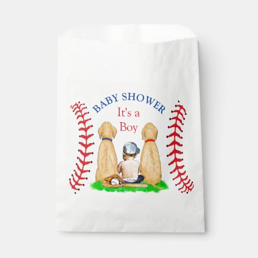 Sachets En Papier Baby shower à thème 2 laboratoires et bébé (Devant)