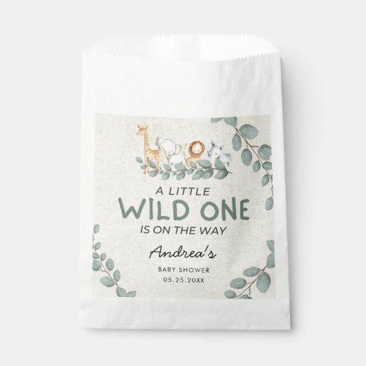 Sachets En Papier Baby shower à thème Wild One Zoo (Devant)